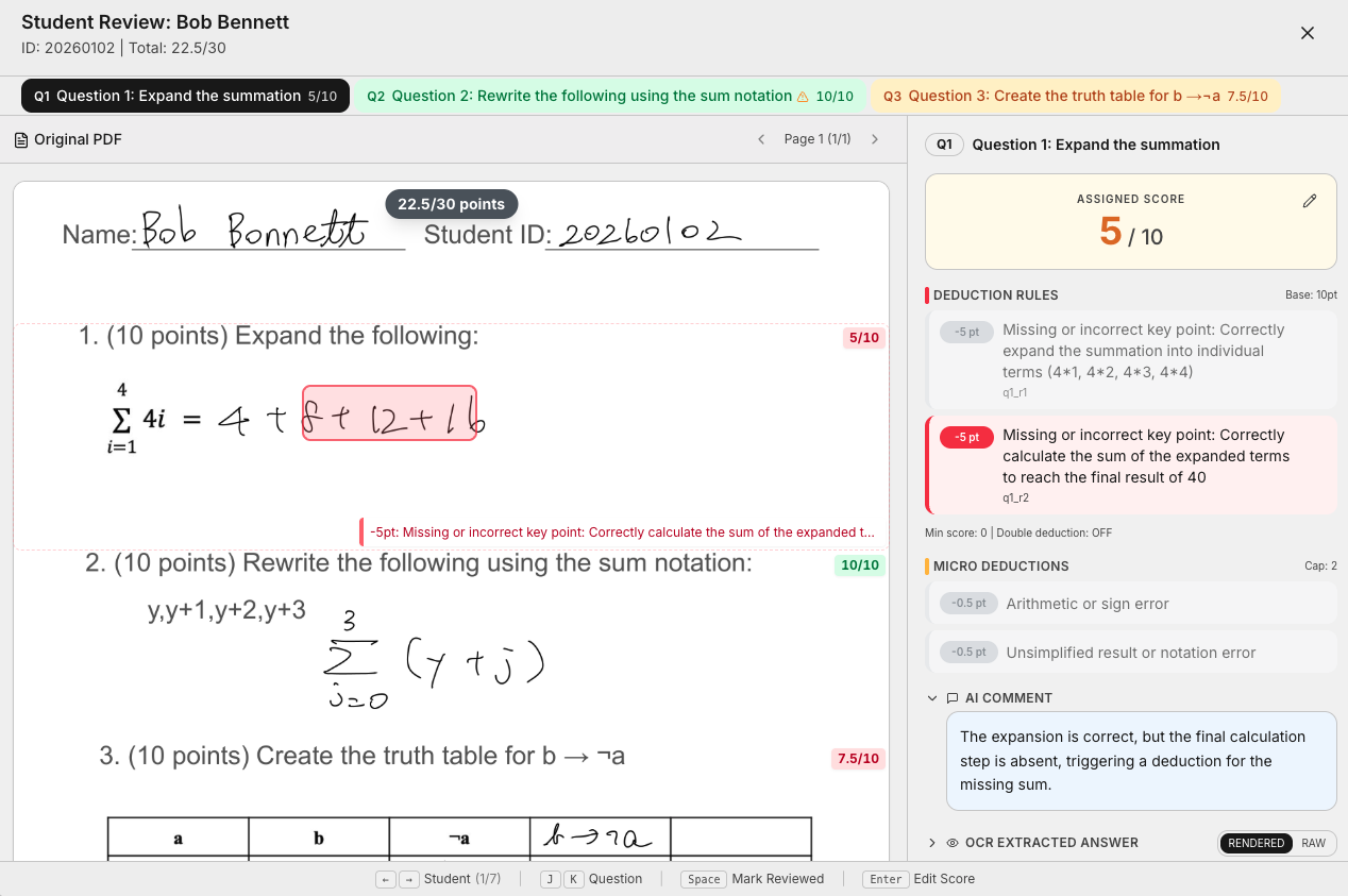 Grade AI Review Interface
